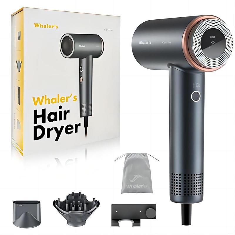 2024 New Two Mouth Negative Ion High speed hair dryer Set, Same Style as Hair Salon and Barber Shop, Quick Drying, Learless, Temperature Control, Hair Quality Protection, and Styling hairdryers Gray Heat Protection Gray Ionizer