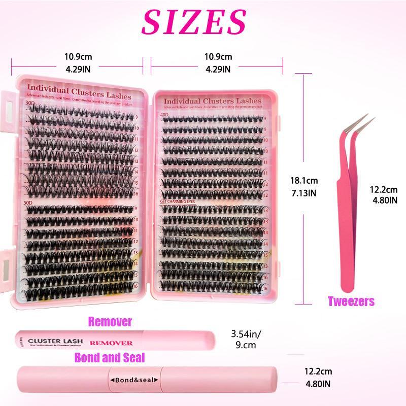 Cluster False Eyelashes Kit, 1 Set Natural Look Fluffy False Eyelashes Extensions, Professional Individual Lashes Kit Lashes Extension Kit, Eyelashes Clusters, Makeup Products, Fall Gift, Men Gifts, Christmas Gift