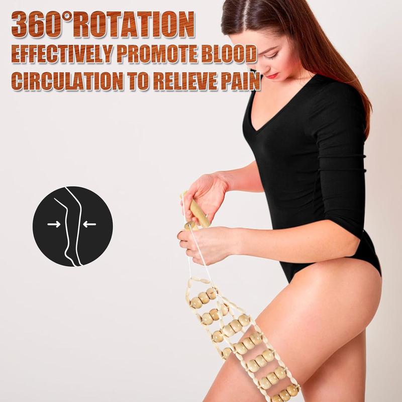 Wood Therapy Massage Tools,Back Wooden Massage Roller Rope Tool Maderoterapia Kit Professional Cellulite Massager for Body Shaping, Contouring,Back Neck Leg Muscle Relief