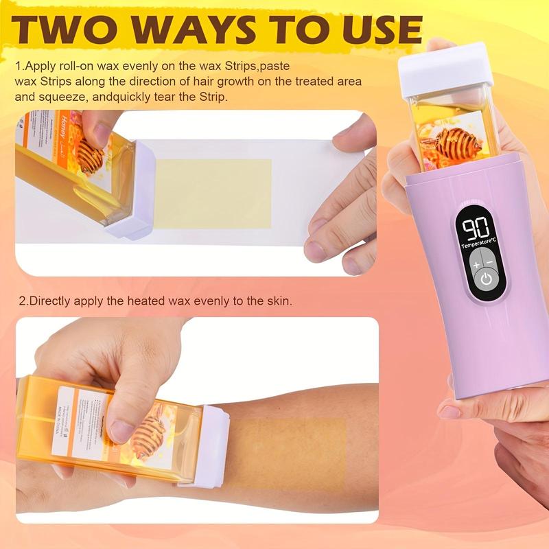 Electric Honey Wax Kit, 1 Set Professional Roll on Wax Warmer & Accessories, At Home Hair Removal Waxing Kit for Women & Men