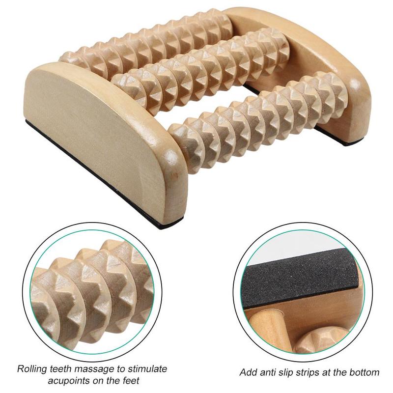 Wooden Foot Massage Roller, Professional Grooved Muscle Massage Tool, Natural Wood Massage Tool for Foot Muscle Massage Relaxation