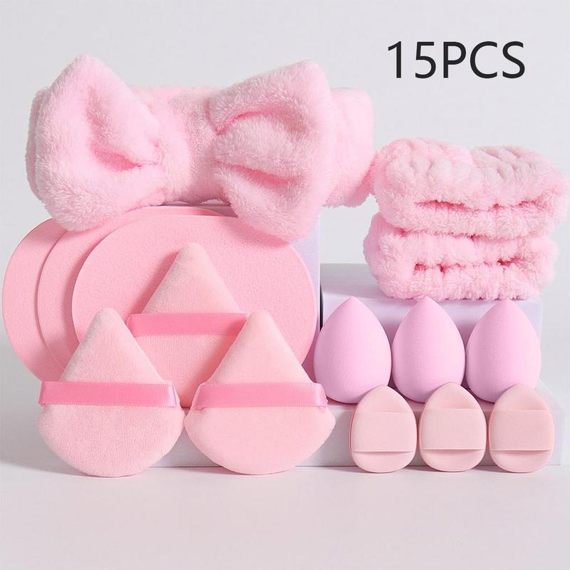 Makeup Tool Set for Women, 15pcs set Dry & Wet Use Makeup Puff for Facial Detailing, Multi-use Facial Makeup & Face Washing Sponge for Daily Use, Cruel Summer