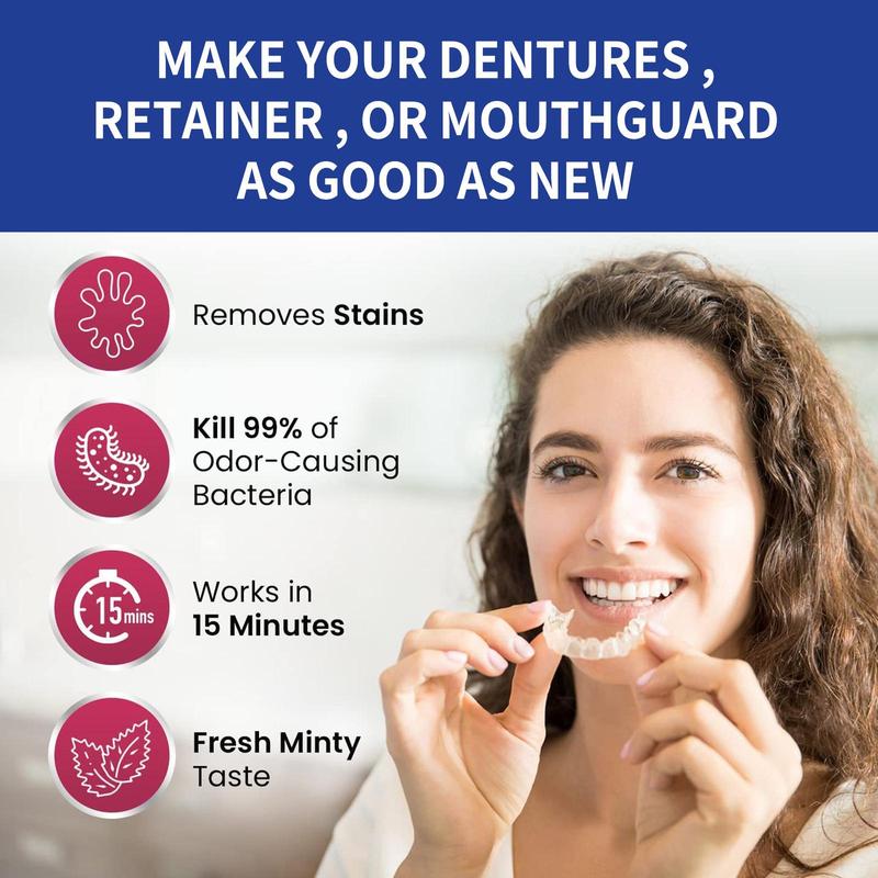 Retainer Cleaner, 100pcs box Denture Cleaner, Oral Care Products for Men & Women, Denture Care Products for Daily Use