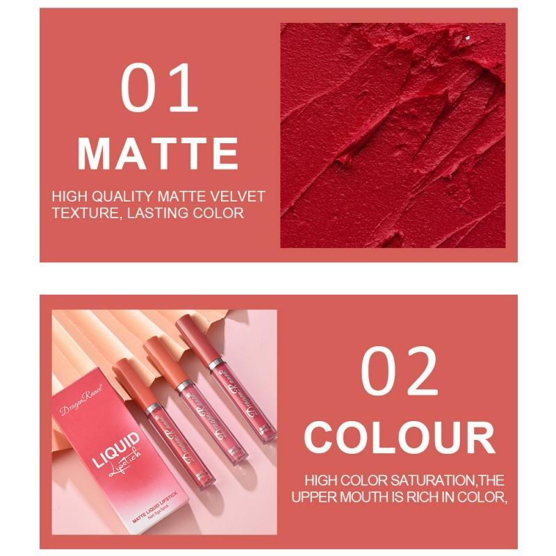 Long Lasting Matte Liquid Lipstick, 3pcs set Velvet Matt Finish Liquid Lip Gloss, Easy Coloring Lip Stick for Girls & Women Makeup, Lip Stain, Christmas Gift