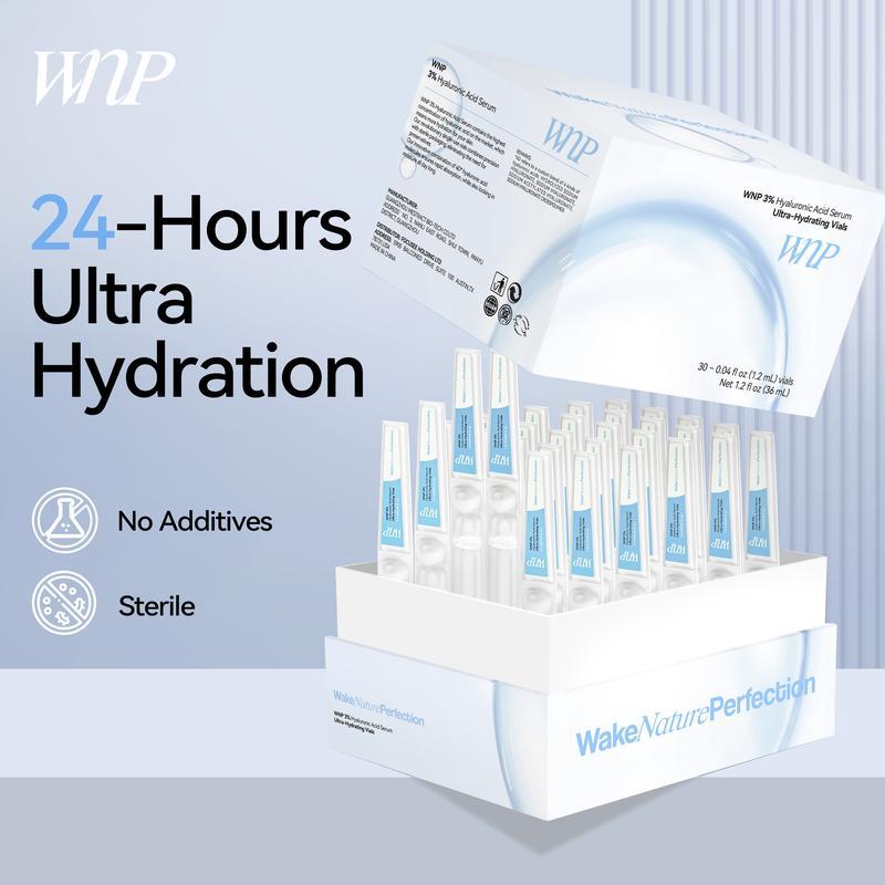 WNP Ultra-Hydrating Serum-Vegan|3% Hyaluronic Acid Glass Skin Single-Use Vials Skincare Comfort