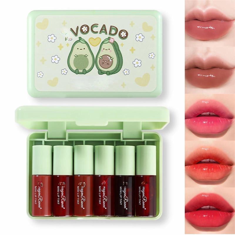 6 Colors Lip Tint Stain Set,Korean Lip Tint Watery Lip Gloss Mini Liquid Lipstick,Multi-use Lip and Cheek Tint Moisturizing Natural Lip Stain,Long-lasting Non-sticky Waterproof Lip Color Makeup Clear Long Lasting