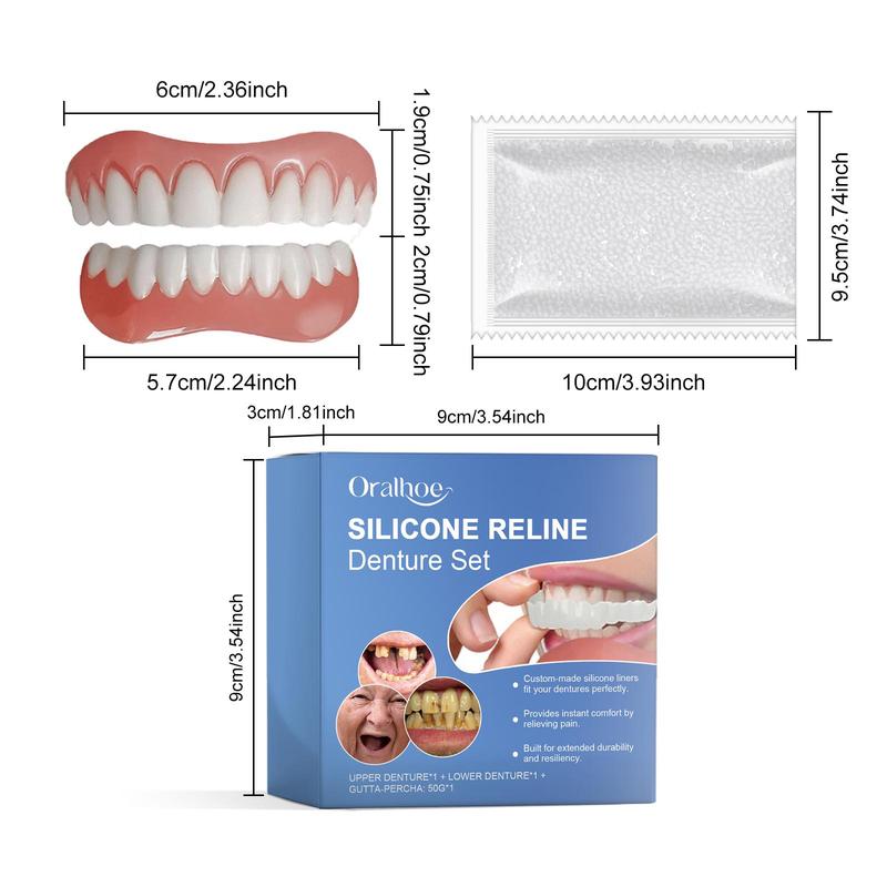 Silicone Resin Denture Set, 1 Box Comfortable Material Denture Care Kit, Daily Denture Care Product for Men & Women, Christmas Gift