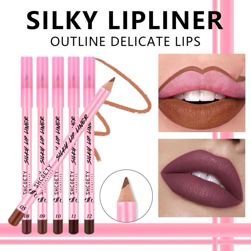 Long Lasting Matte Lip Liner Set, 12pcs set Moisturizing Lip Liner Pencil, Suitable for All Occasions Lip Makeup, Girls and Women Makeup Accessories