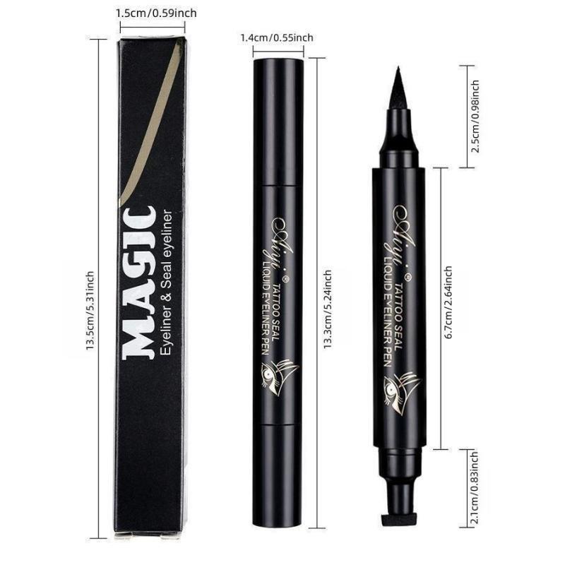 2 in 1 Double-ended Eyeliner, Waterproof Long Lasting Stamp Eyeliner Pencil, Quick Drying Eyeliner with Flexible Tip & Comfortable Grip, Makeup Accessories