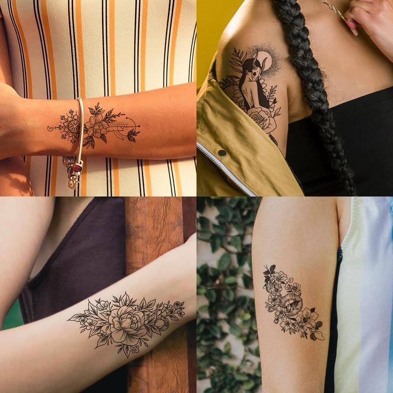 Flower Pattern Temporary Tattoo Stickers, 30pcs Creative Waterproof Tattoo Stickers, Body Art Decorations For Women & Girls