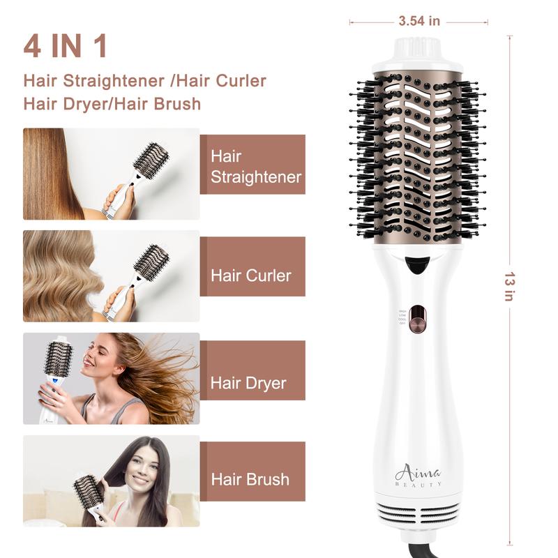 Aima Beauty Hair Brushes 4-in-1 Upgrade Blowdryer Brush Hot Air Hair Straightener Brush Curler Comb for Women Heated Comb Hair Dryer Brush brush blowdryer Ionic Hairdryer