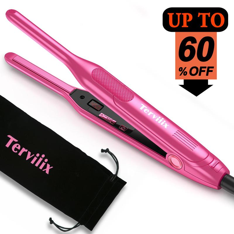 Terviiix Pencil Flat Iron Smooth Comfort, 3 10 Inch Small Hair Straightener for Pixie Short Hair & Edges