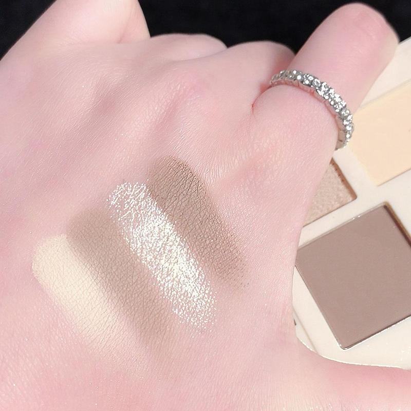 4-color Highlighter Makeup Palette, Contour Palette, Shimmer Powder Palette, Long Lasting Matte Bronzer Palette, Facial Contouring and Detailing Makeup Powder, Cosmetic Gift,  Makeup Products, Christmas Gift