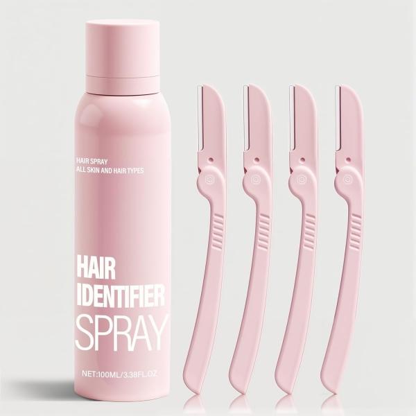 Hair Identifier Spray (120ml, aluminum can)- Precision Facial Razor Set for Smooth Skin, Enhanced Visibility, and Skincare Absorptio - Non-Comedogenic