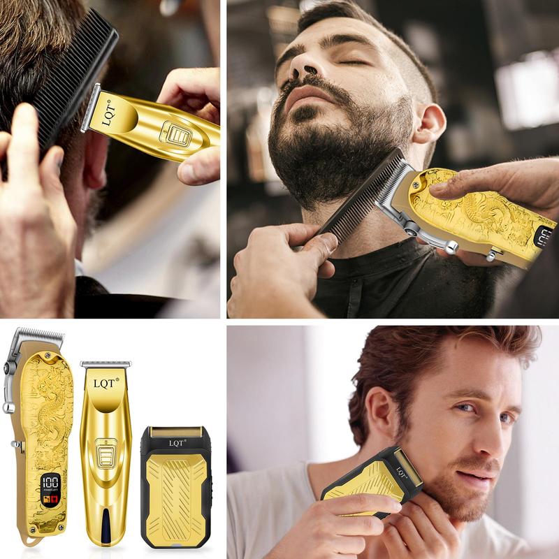 Professional Hair Clipper Set, 1 Set Rechargeable Electric Hair Clipper with Charging Cable & Cleaning Brush, Great Gifts for Men