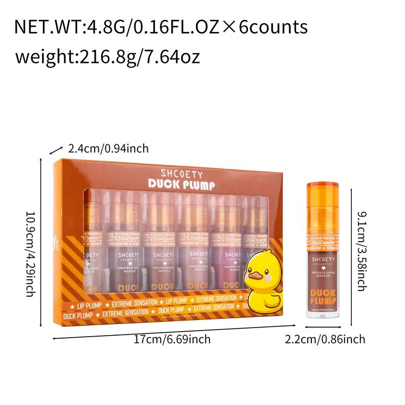 Duck Lip Gloss Set, 6 Counts box Moisturizing & Nourishing Lip Gloss, Glossy Lip Glaze, Plumping Lip Oil for Girls & Women