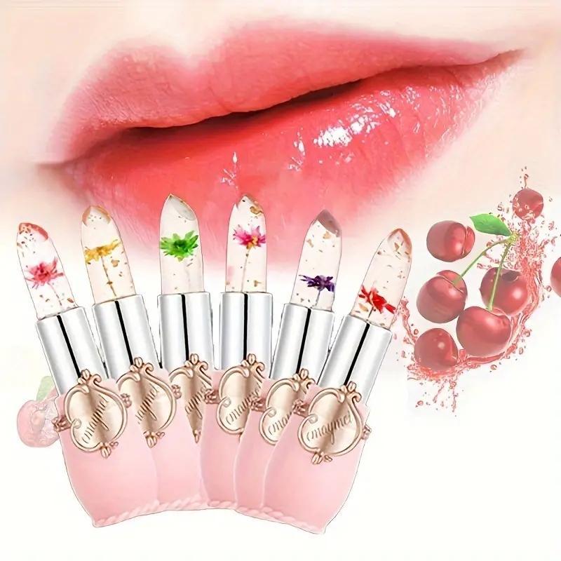 Temperature Change Lipstick Set, 6 Counts set Moisturizing Jelly Flower Lipstick, Hydrating Lip Balm, Suitable for All Occasions Lip Makeup, Skin Care Products, Makeup Set, Christmas Gift