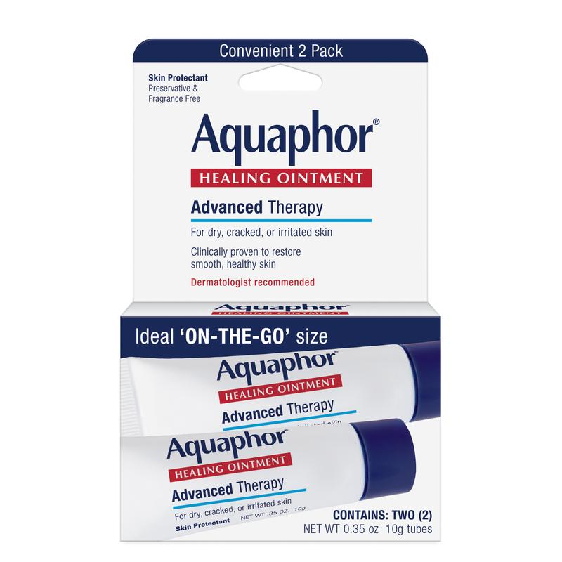 Aquaphor Healing Ointment Advanced Therapy Skin Protectant, Soothes and Moisturizes Dry, Cracked Skin,  0.35 Oz Tube, Pack of 2