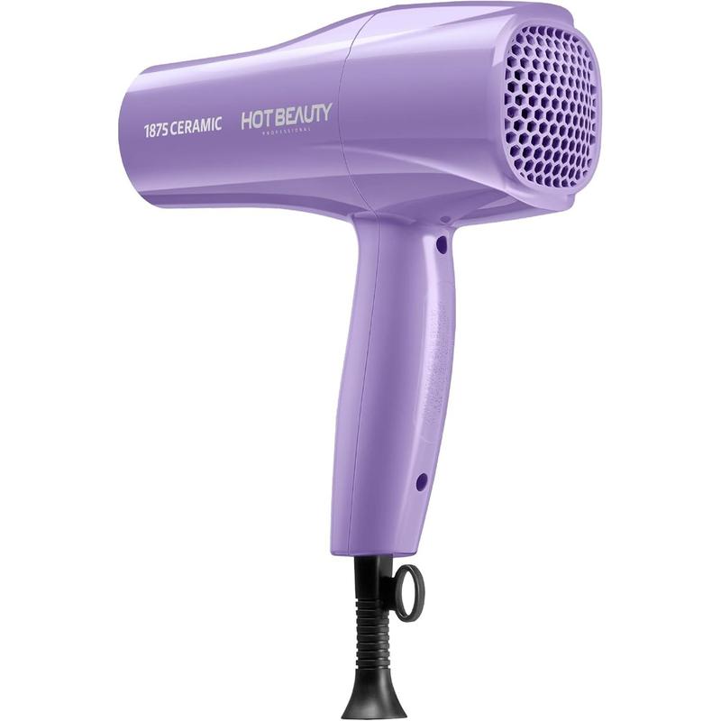 1875 Ceramic Hair Dryer, Powerful Fast Drying, Multi-Setting with Comb Attachment, Additional Detangler Included, Slide Bar Switch, Compact for Home & Travel (Purple)