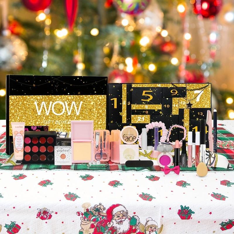 24 Days Countdown Cosmetic Advent Calendar, 1 Set Glitter Makeup Gift Box, Makeup Gift Set for Women & Girls, Holiday Gift Ideas