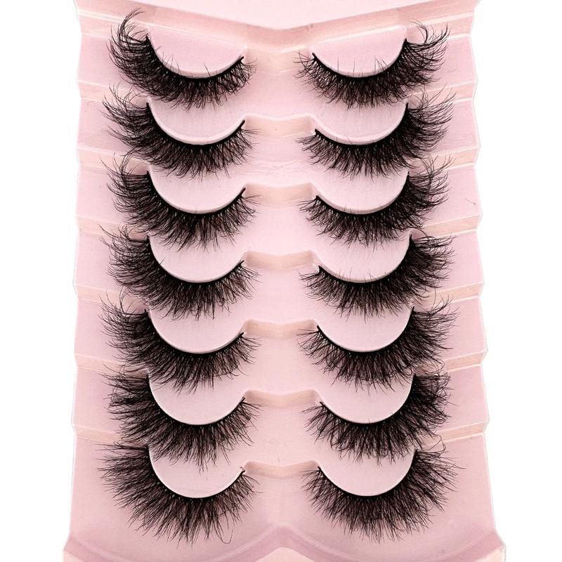 Mink Lashes Natural Look False Eyelashes Wispy Cat Eye Lashes Fluffy 3D Mink Lashes Natural Fake Lashes Strip Lashes Pack 7Pairs HBZGTLAD