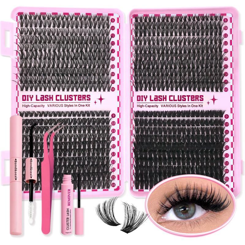 Cluster False Eyelashes Kit, 1 Set Natural Look Fluffy False Eyelashes Extensions, Professional Individual Lashes Kit Lashes Extension Kit, Eyelashes Clusters, Makeup Products, Fall Gift, Men Gifts, Christmas Gift