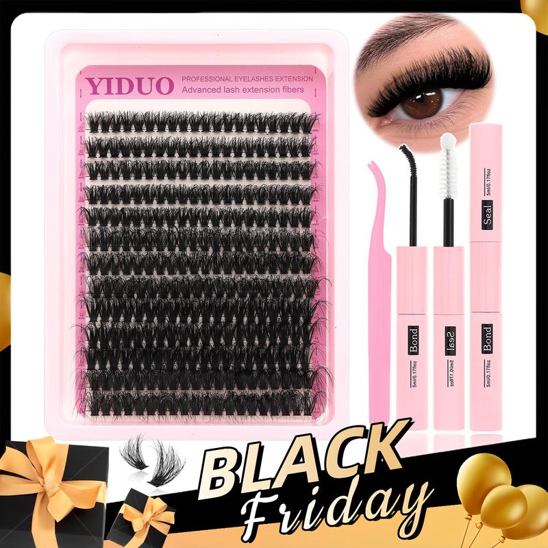 Back To School Natural Look Eyelash Extensions, 260pcs box Self Grafting Mixed Length Fluffy Individual Lashes with Lash Bond & Seal & Lash Tweezers, Eye Makeup Product for Women & Girls Lashes Extension Kit, Fall Gift, Makeup Set, Christmas Gift