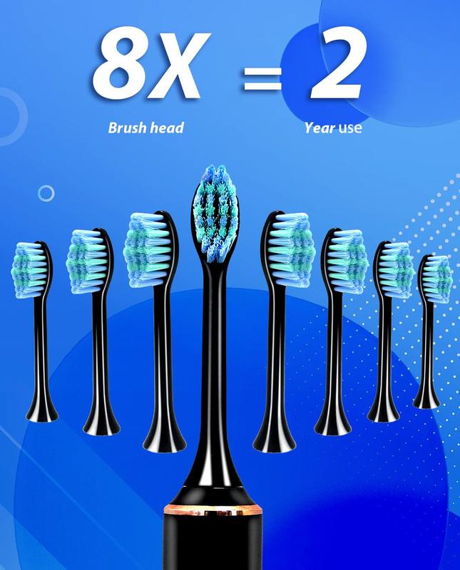 Sonic Electric Toothbrush for Adults with 8 Brush Heads, 6 Modes, 50-Day Battery