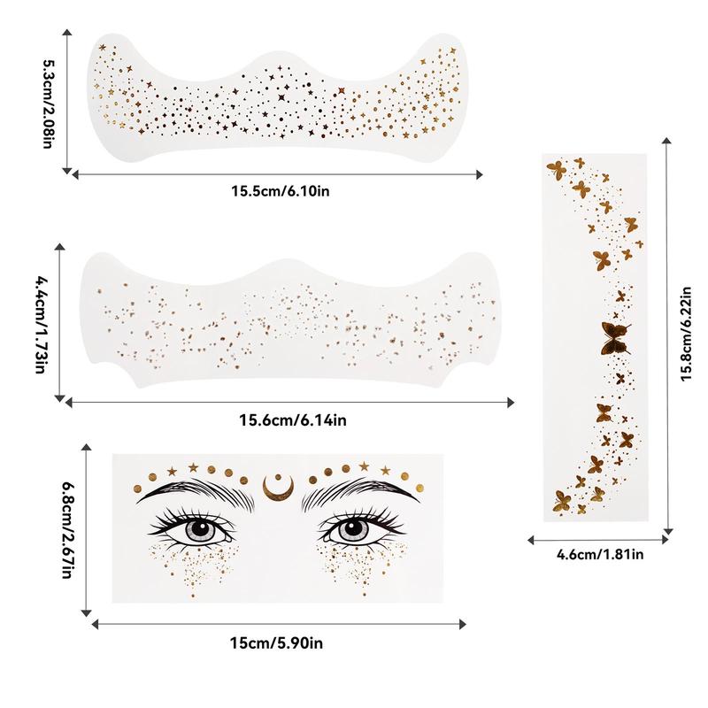 Glitter Freckles Temporary Tattoo Stickers, 1 Count Waterproof Sparkling Face Tattoos for Women, Perfect for Music Festival Stage Decorations, Christmas Gift