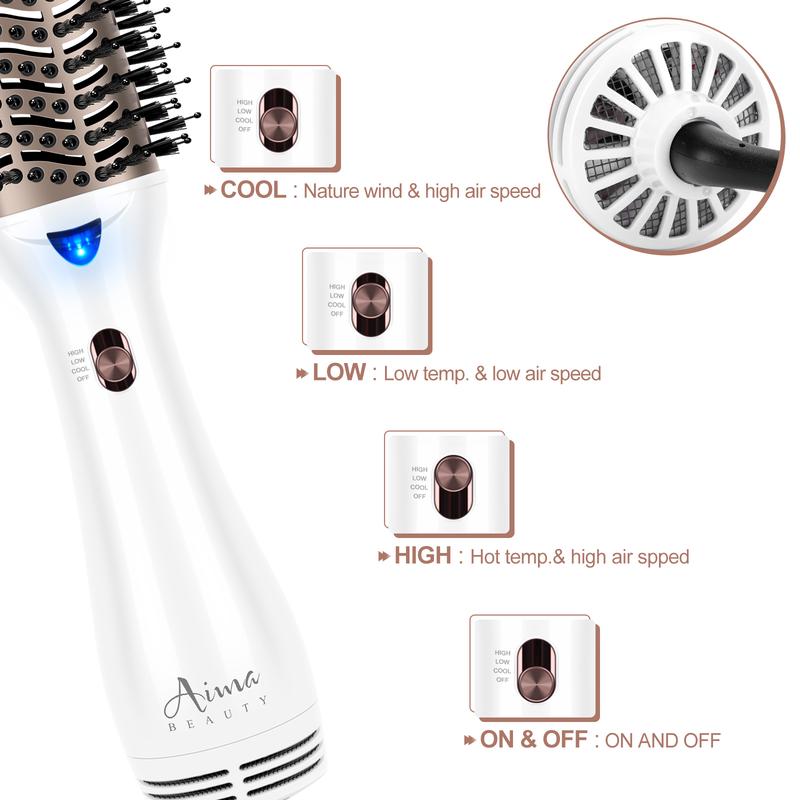 Aima Beauty Hair Brushes 4-in-1 Upgrade Blowdryer Brush Hot Air Hair Straightener Brush Curler Comb for Women Heated Comb Hair Dryer Brush brush blowdryer Ionic Hairdryer