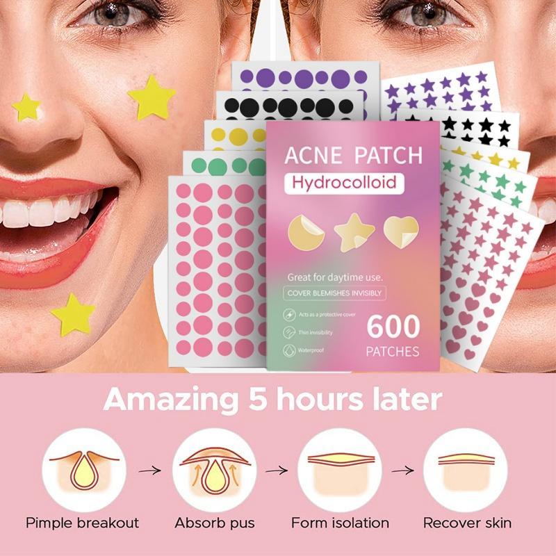 Hydrocolloid Acne Cover Patch, 600pcs box Invisible Acne Patches, Daily Skincare Product for Acne, Acne Clearing Products