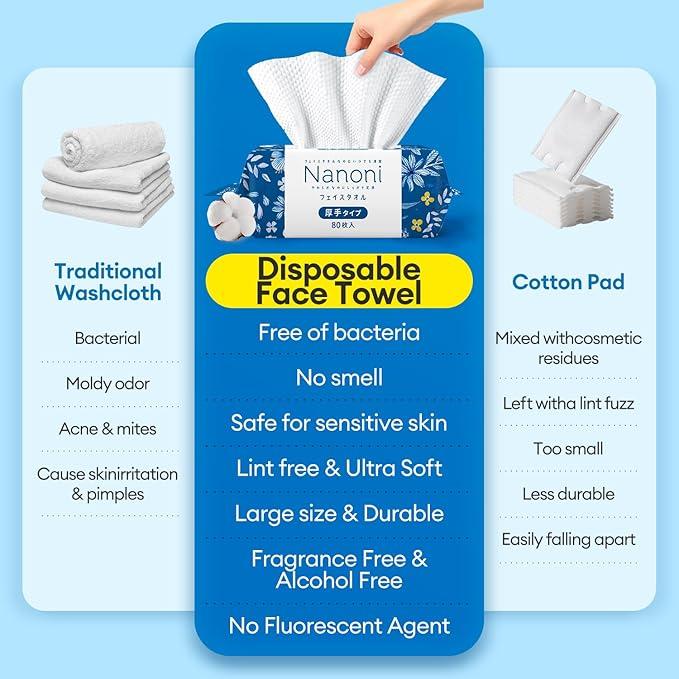 6pcs Black Friday Value Pack,  Alcohol-free, bleach-free, non-irritating disposable face towel,Thick, lint-free disposable face towel