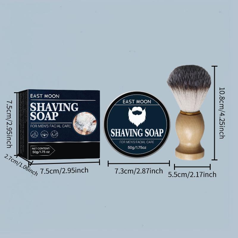 Shaving Soap & Shaving Brush Set, 2 Counts set Natural Non-sticky Shaving Foam with Brush, Professional Shaving Tool for Men