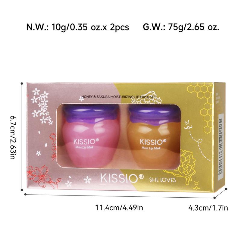 Cherry Blossom & Honey Extract Lip Mask, Day & Night Use Moisturizer Set, Moisturizing Skincare Balm