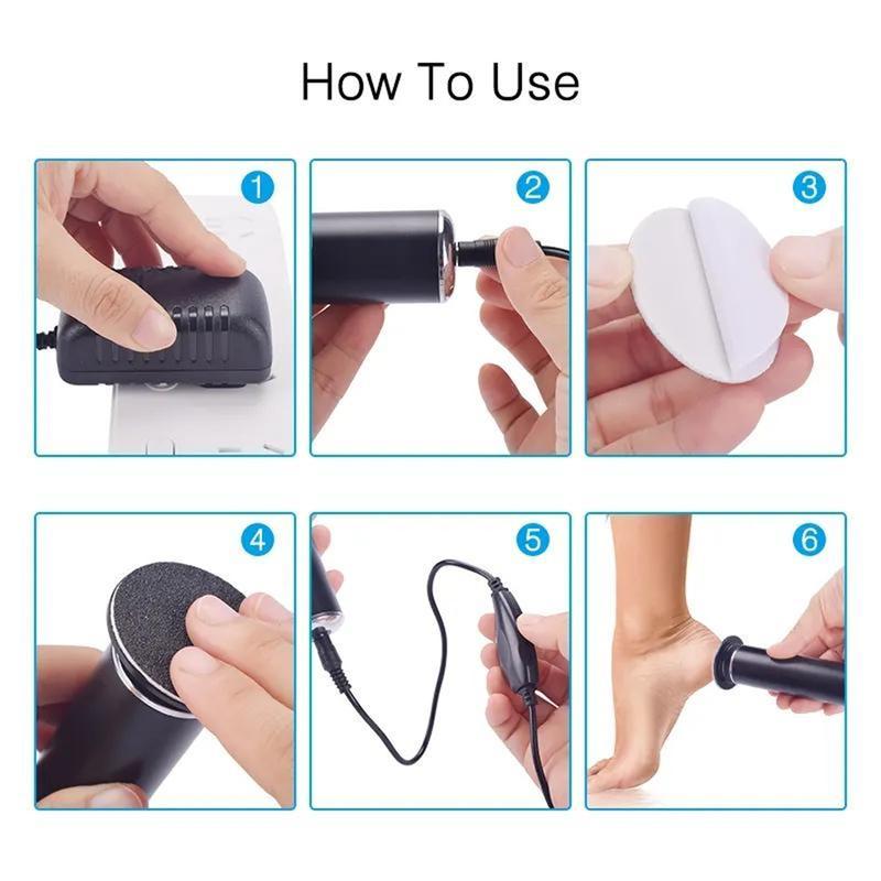 Summer Adjustable Rotatable Electric Foot File with1 Box 60pcs Round Foot File Sandpaper for  Callus Remove Hard Dry Dead Skin  Nail Art Cutics