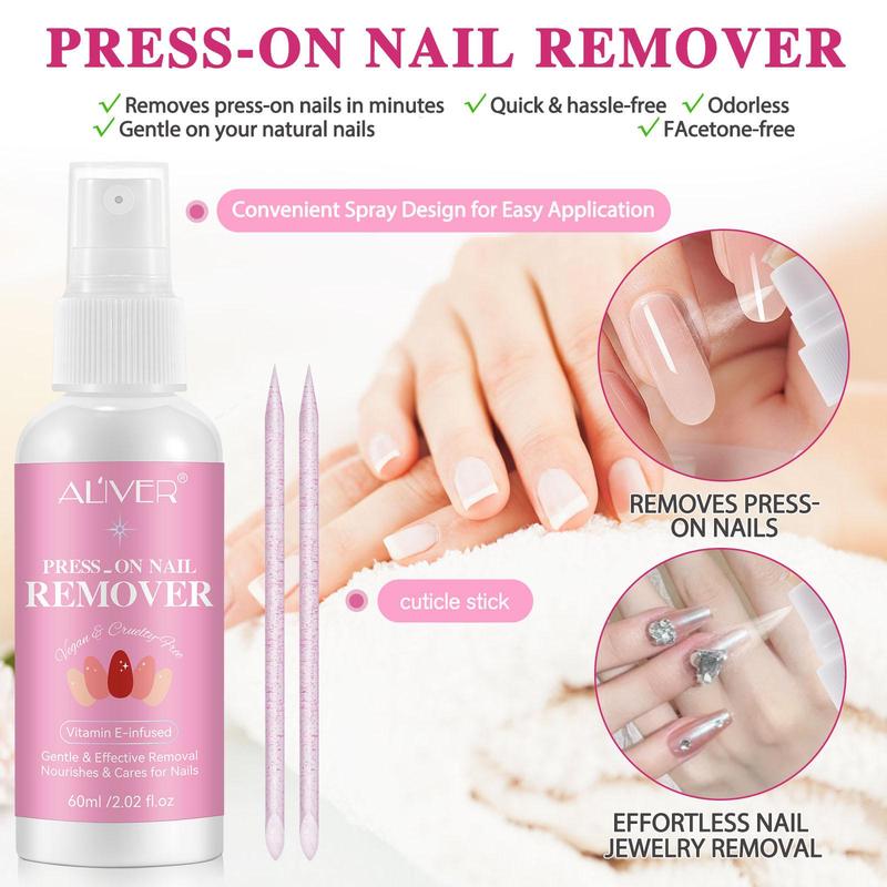 Press on Nail Remover, 1 2 Counts Quick Soak UV LED Nail Polish Makeup Remover, No Damage, Low Odor Nail Polish Remover