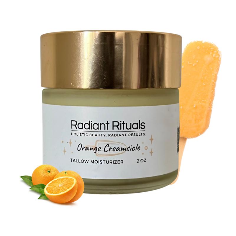 Radiant Rituals Orange Creamsicle Tallow Balm –  Natural with Grass-Fed Tallow, Shea Butter & Jojoba Oils | Non-Greasy & Multi-Use Skincare | 2 oz.