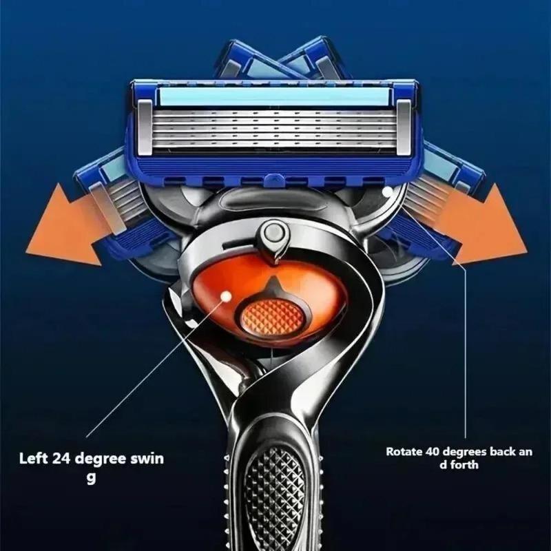 Men's 5-blade Razor Set, 1 Set Manual Razor with Replacement Heads, Smooth Razor, Ideal for Men's Barbershop Salons and Home Use, Christmas Gift