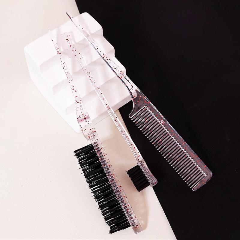 Hair Styling Comb Set, 3 Counts set Hair Comb, Edge Brush, Back Brush, Smoothing Hair Brush, Heatless Styling Tools for Women