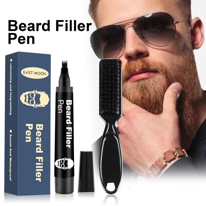 Beard Pen Filler for Men, Beard Pencil Filler for Men, Barber Styling Grooming Pencil - Waterproof & Sweat Proof, Long Lasting, Male Mustache Repair Shape, Effective Enhance Facial Hair