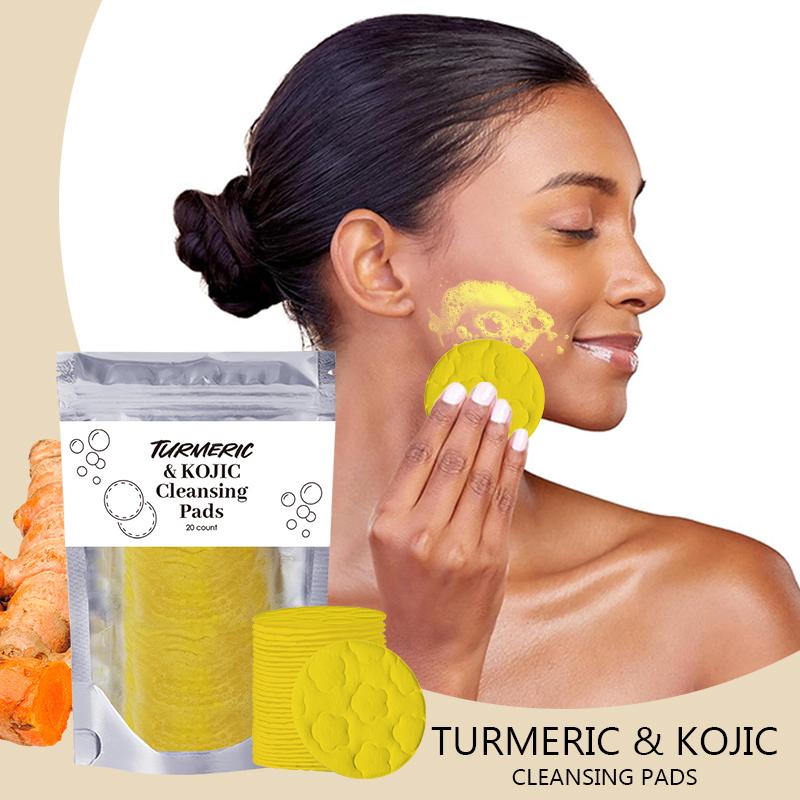 Kojic Acid and Turmeric Cleansing Pads,Turmeric Cleansing Pads, Face Turmeric Kojic Acid Pads, Helps Balance Skin Oil And Water, Gentle & Non-Irritating Skincare Daily Pore Comfort