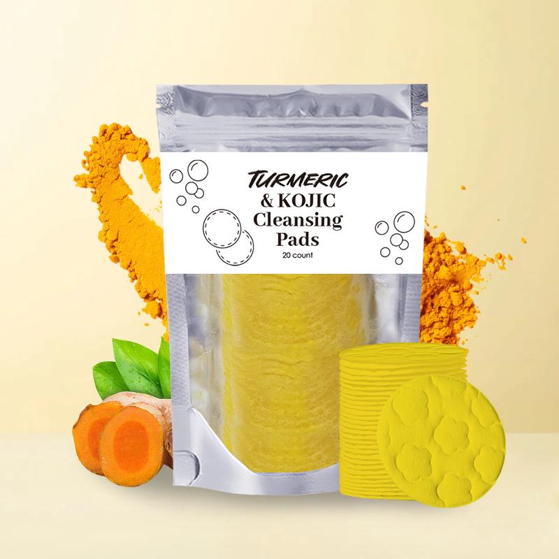 Kojic Acid and Turmeric Cleansing Pads,Turmeric Cleansing Pads, Face Turmeric Kojic Acid Pads, Helps Balance Skin Oil And Water, Gentle & Non-Irritating Skincare Daily Pore Comfort