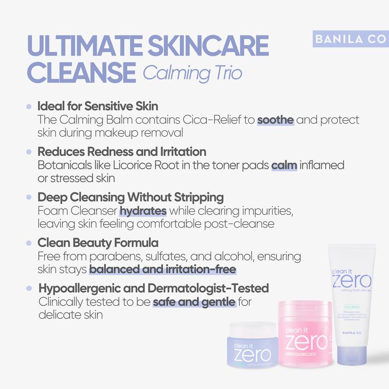 Ultimate Skincare Cleanse Trio Calming Bundle | Hydrating & Calming Skincare Cleanse Set for Balanced, Irritation-Free Skin