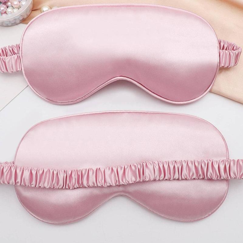 Silk Eye Mask for Sleeping, 3 Counts Including 1 Count Soft Cooling Sleep Eye Mask & 1 Count Hair Tie & 1 Count Storage Bag, Sleep Eye Mask for Home Travel Rest