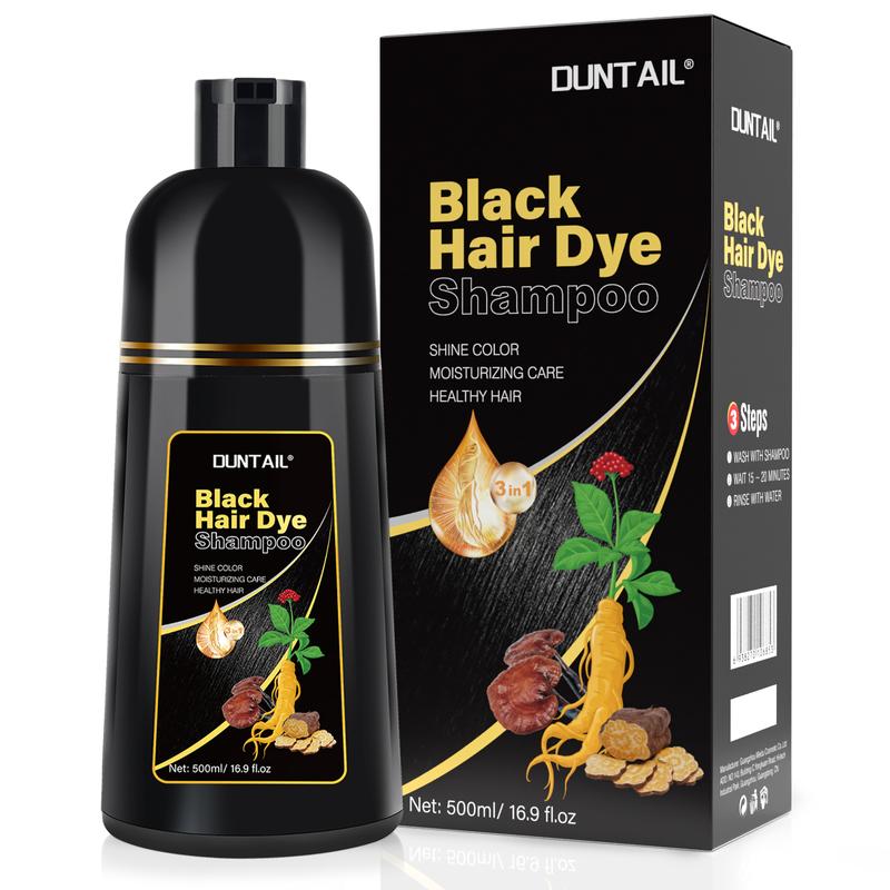 DUNTAIL 3 in 1 Hair Dye Shampoo, with Herbal Ingredients,Contains Ginseng Extract,Natural Haircoloring,Plant Haircare, black hairdye