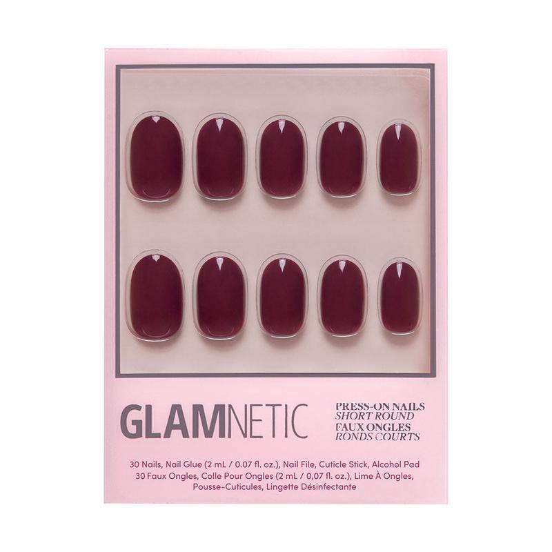 Glamnetic | Berry Maroon Glossy Short Round Press-on Nails Nail Art Nail Care Manicure