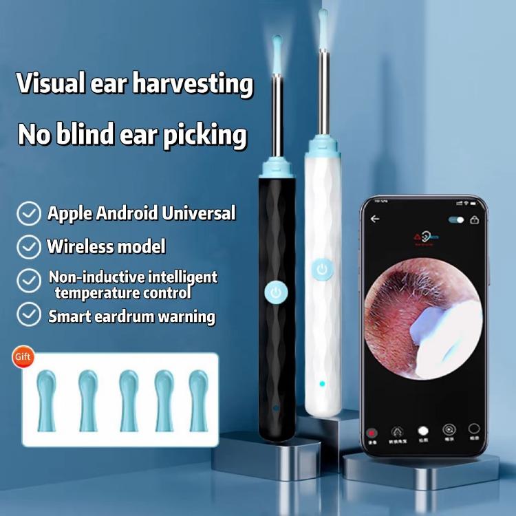 Ear Wax Removal Tool with Camera and Light - 1080P Ear Cleaner Kit for iOS & Android, Includes 6 Spoons for Safe and Effective Cleaning.  FSA HSA Eligible, Perfect Ear Cleaning Solution in Sleek Black Design!