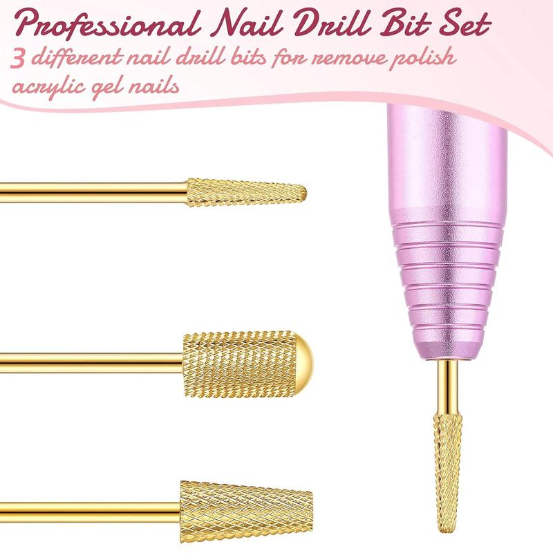 Nail Drill Bits Set, 3 Counts set Nail Drill Bit, Professional Manicure & Pedicure Tool for Home & Salon Use, Christmas Gift