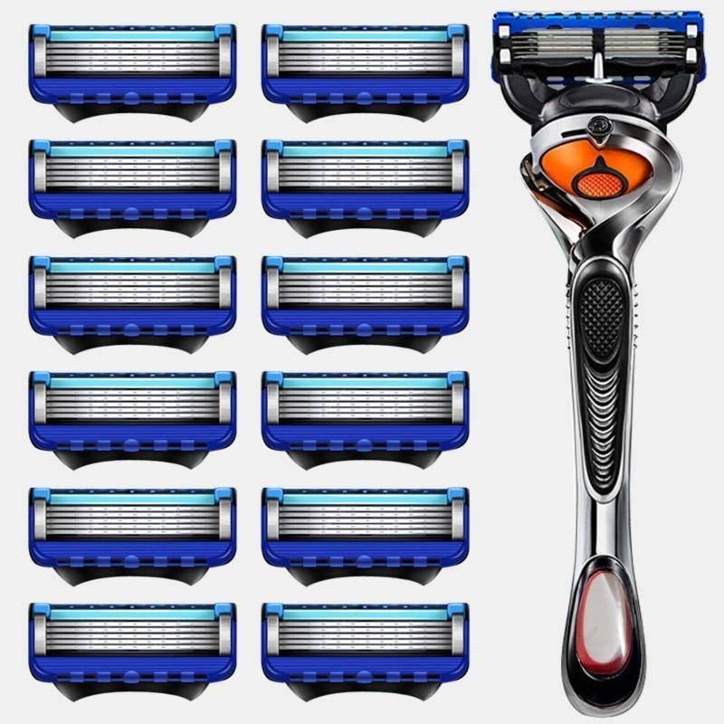 Men's 5-blade Razor Set, 1 Set Manual Razor with Replacement Heads, Smooth Razor, Ideal for Men's Barbershop Salons and Home Use, Christmas Gift