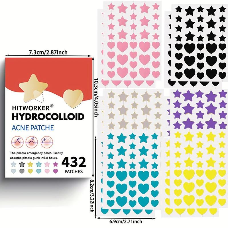 Star & Heart Hydrocolloid Acne Patches – 432 Count | Easy-Peel Acne Stickers for Fast Blemish Care | Cute, Gentle Skin Care for All Skin Types Redness Sensitive Skin Repair